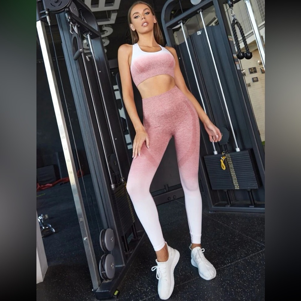 2 piece Pink and white sports set